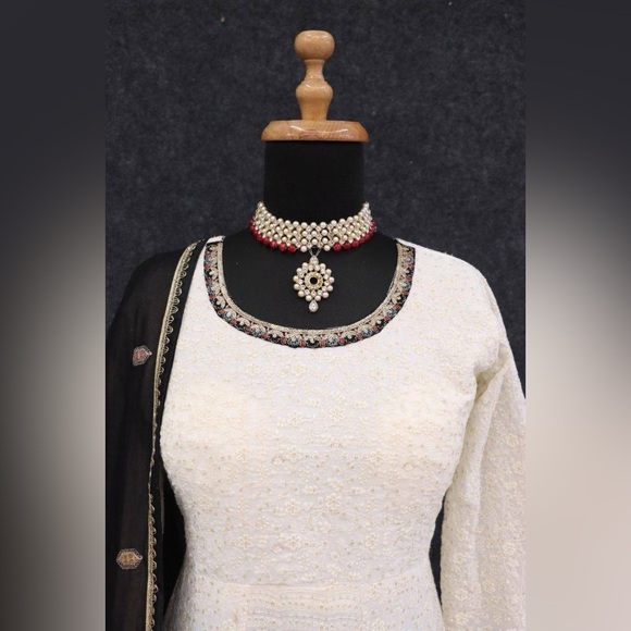 House of India Embroidered Georgette Salwar Kameez gown frock reception XL - Picture 5 of 16